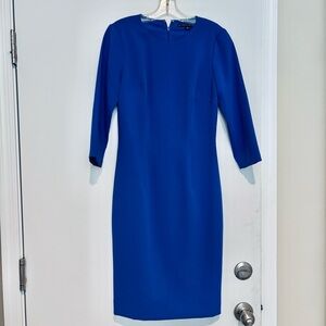 Antonio Melani Blue Stretchy Pencil Cut 3/4 Sleeves Dress size 0 Small